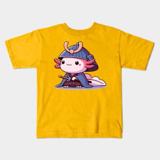 chibi axolotl samurai Kids T-Shirt